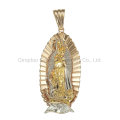 18K 14K 10K 925 Silver Brass Maria Pendant in Tri-Color with Color Stone Fashion Jewelry